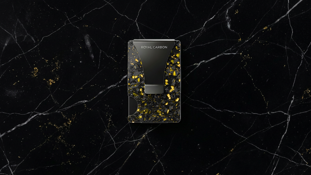 Gold Forged Carbon Card Holder. Royal Carbon. Luxury Wallet. 