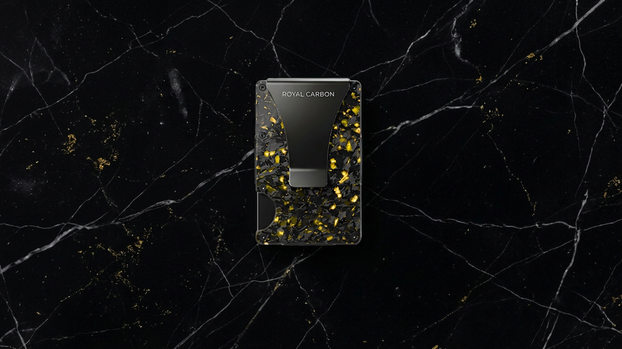 Gold Forged Carbon Card Holder. Royal Carbon. Luxury Wallet. 