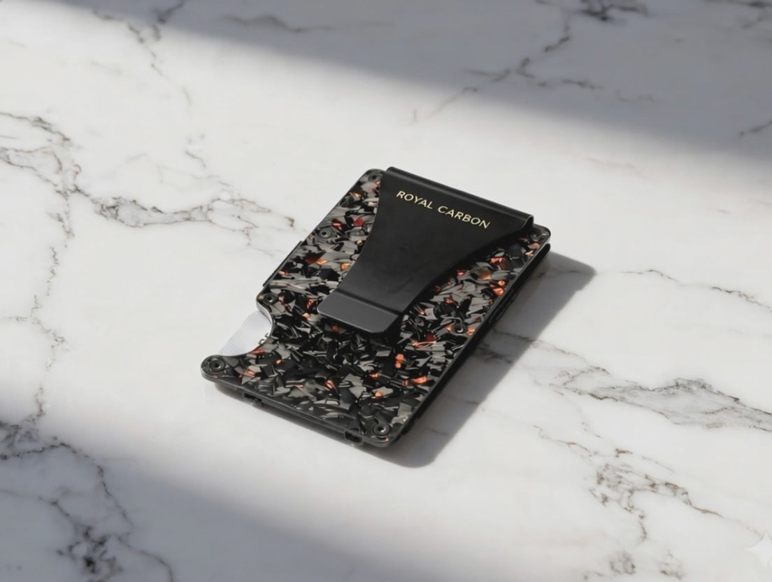 Crimson Forged Carbon Card Holder. Royal Carbon. Luxury. Wallet. Porsche. Rolls Royce. Mercedes Benz